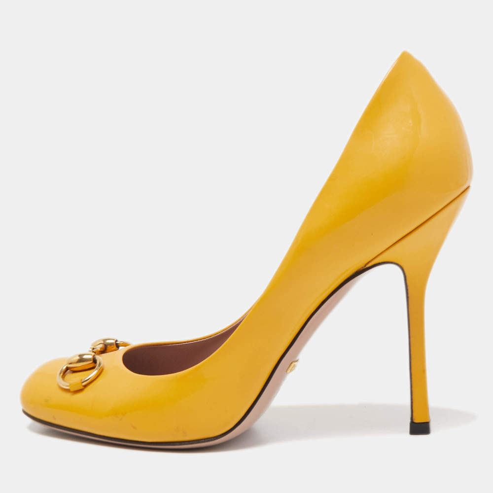 Gucci Yellow Patent Leather Horsebit Pumps - Picture 2 of 9